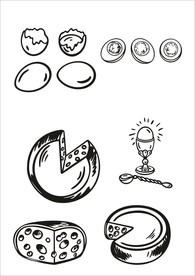 手绘线描食物