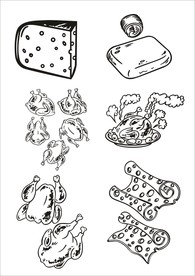 手绘线描食物 线描食物  卡通