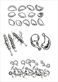 手绘线描食物