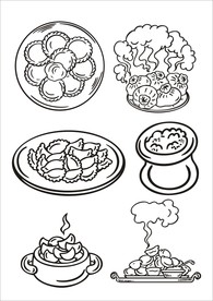 手绘线描食物