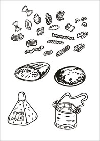 手绘线描食物