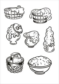 手绘线描食物