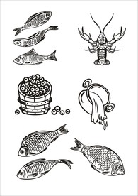 手绘线描鱼