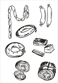 手绘线描食物