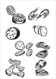手绘线描食物