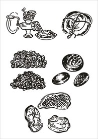 手绘线描食物