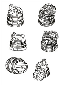 手绘线描酒桶