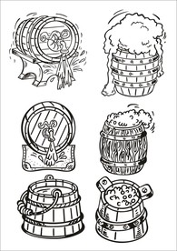 手绘线描酒桶