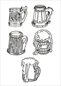 手绘线描酒桶