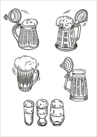 手绘线描酒桶