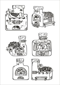 手绘线描壁炉