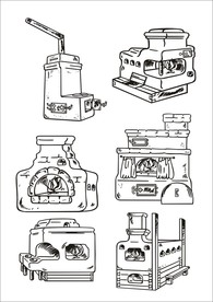 手绘线描壁炉
