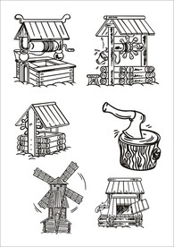 手绘线描房子