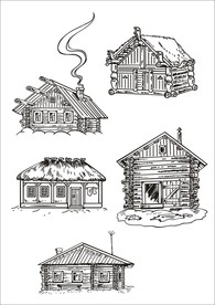 手绘线描房子
