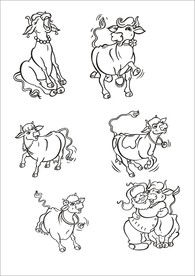 手绘线描小牛