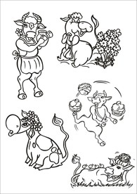 手绘线描小牛