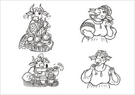 手绘线描小牛