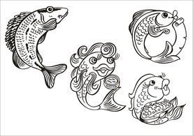 手绘线描鱼