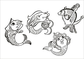 手绘线描鱼