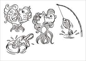手绘线描鱼