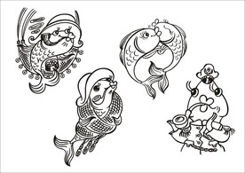 手绘线描鱼