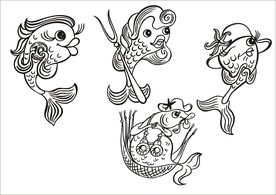 手绘线描鱼