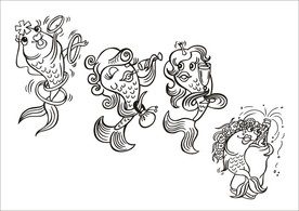 手绘线描鱼