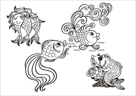 手绘线描鱼
