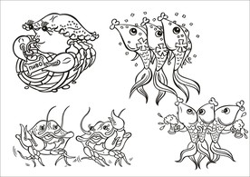 手绘线描鱼