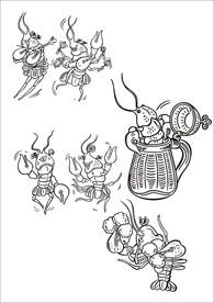 手绘线描虾