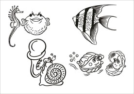 手绘线描鱼