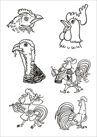 手绘线描小鸡
