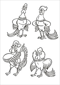 手绘线描小鸡