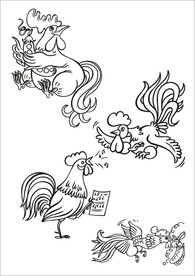 手绘线描小鸡