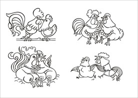 手绘线描小鸡