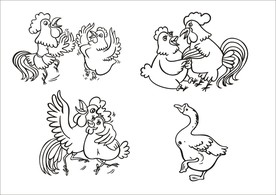 手绘线描小鸡