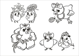 手绘线描小鸡