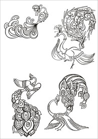 手绘线描凤凰