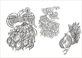 手绘线描凤凰
