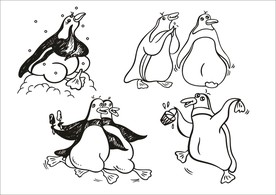 手绘线描企鹅