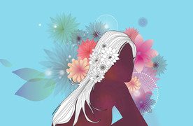 手绘花卉女孩