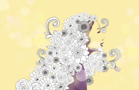 手绘花卉女孩