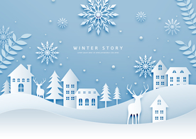 剪纸风海报 剪纸风景 剪纸风