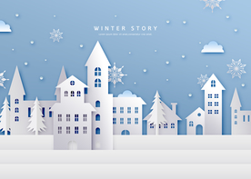 剪纸风海报 剪纸风景