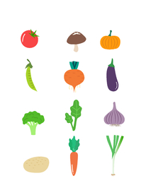 小清新蔬菜 扁平图