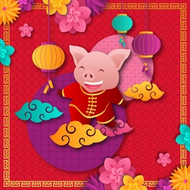 2019猪年春节海报展板模板