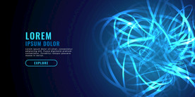 蓝色科技光效线条海报背景素材