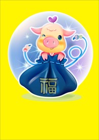 手绘线描小猪