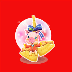 手绘线描小猪