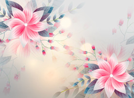 粉色植物花朵花卉树叶手绘背景